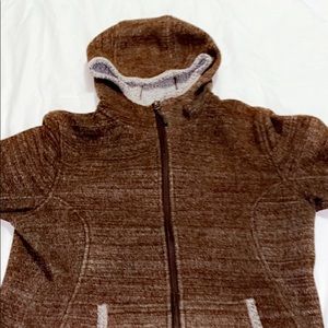 brown fuzzy zip up